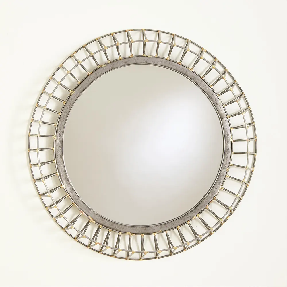 Okrągłe lustro ścienne - naturalne żelazo
