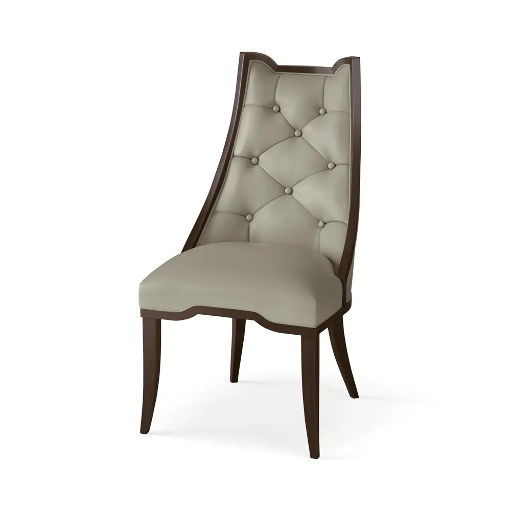 Krzesło Logan Walnut Chesterfield Grey Leather