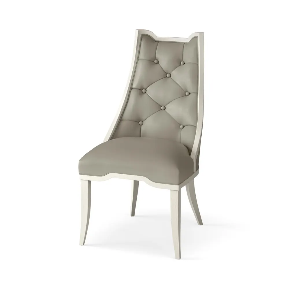 Krzesło Logan Antique White Chesterfield Grey Leather