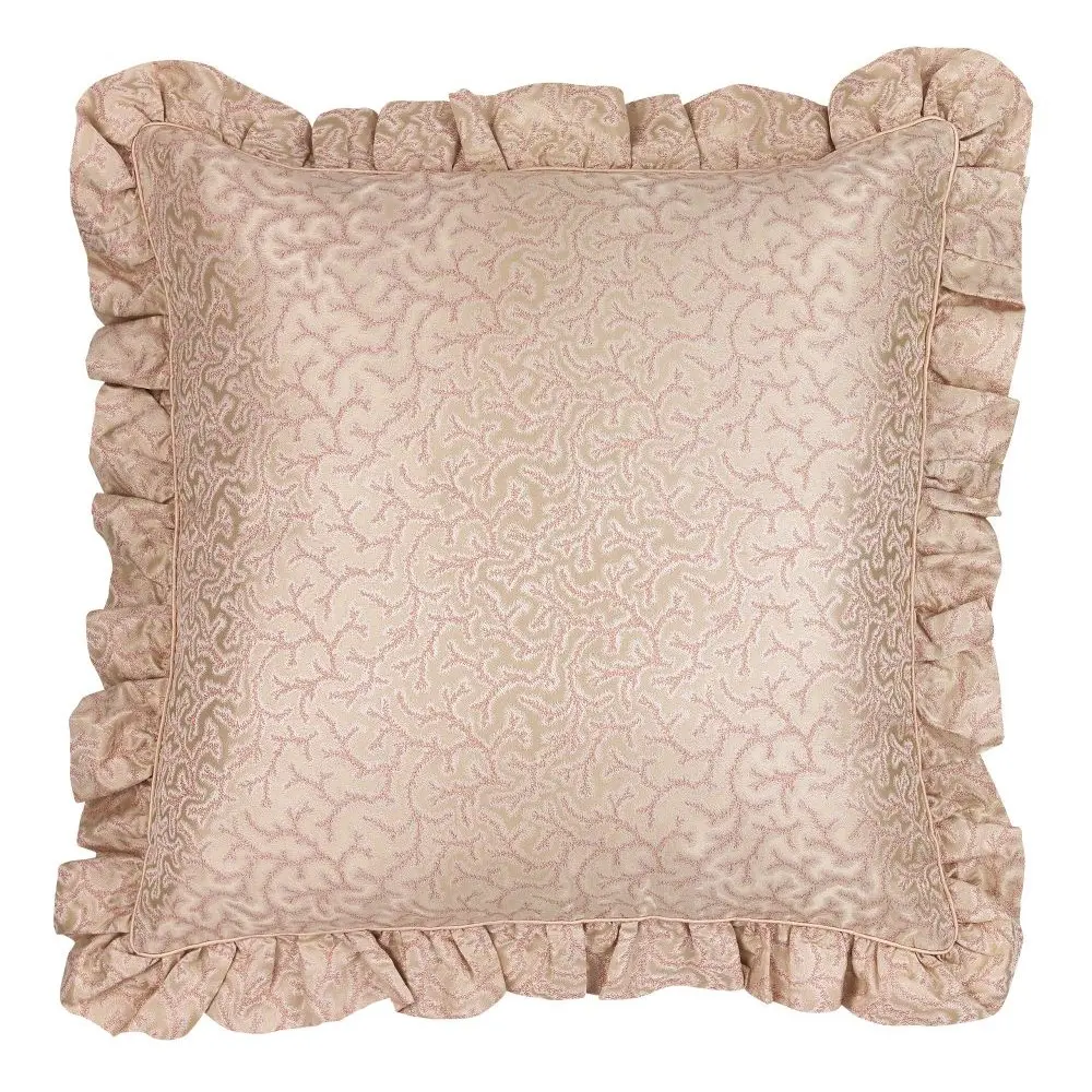 Jedwabna kwadratowa poduszka z falbanami Coral Fern Gingerlilly (Brzoskwiniowy)