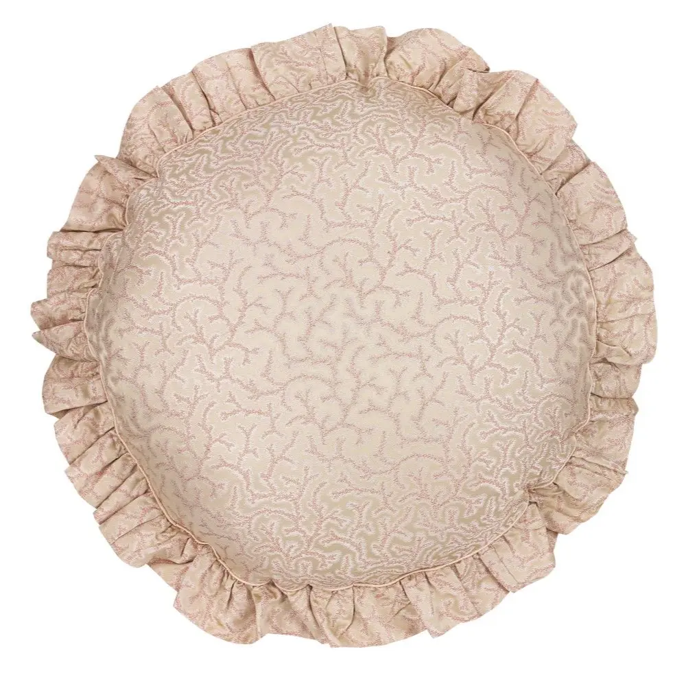 Jedwabna okragła poduszka ozdobna Coral Fern Gingerlilly (Brzoskwiniowy)