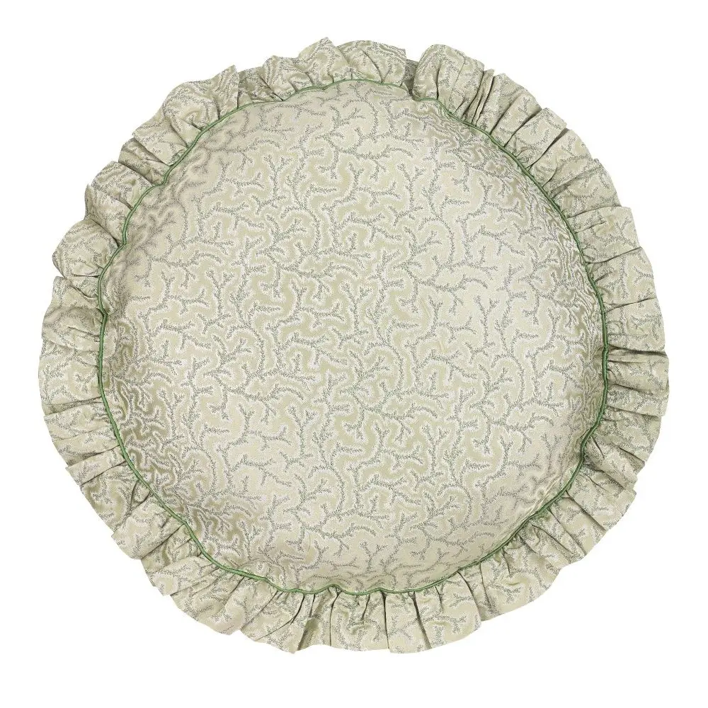 Jedwabna okragła poduszka ozdobna Coral Fern Gingerlilly (Zielony)